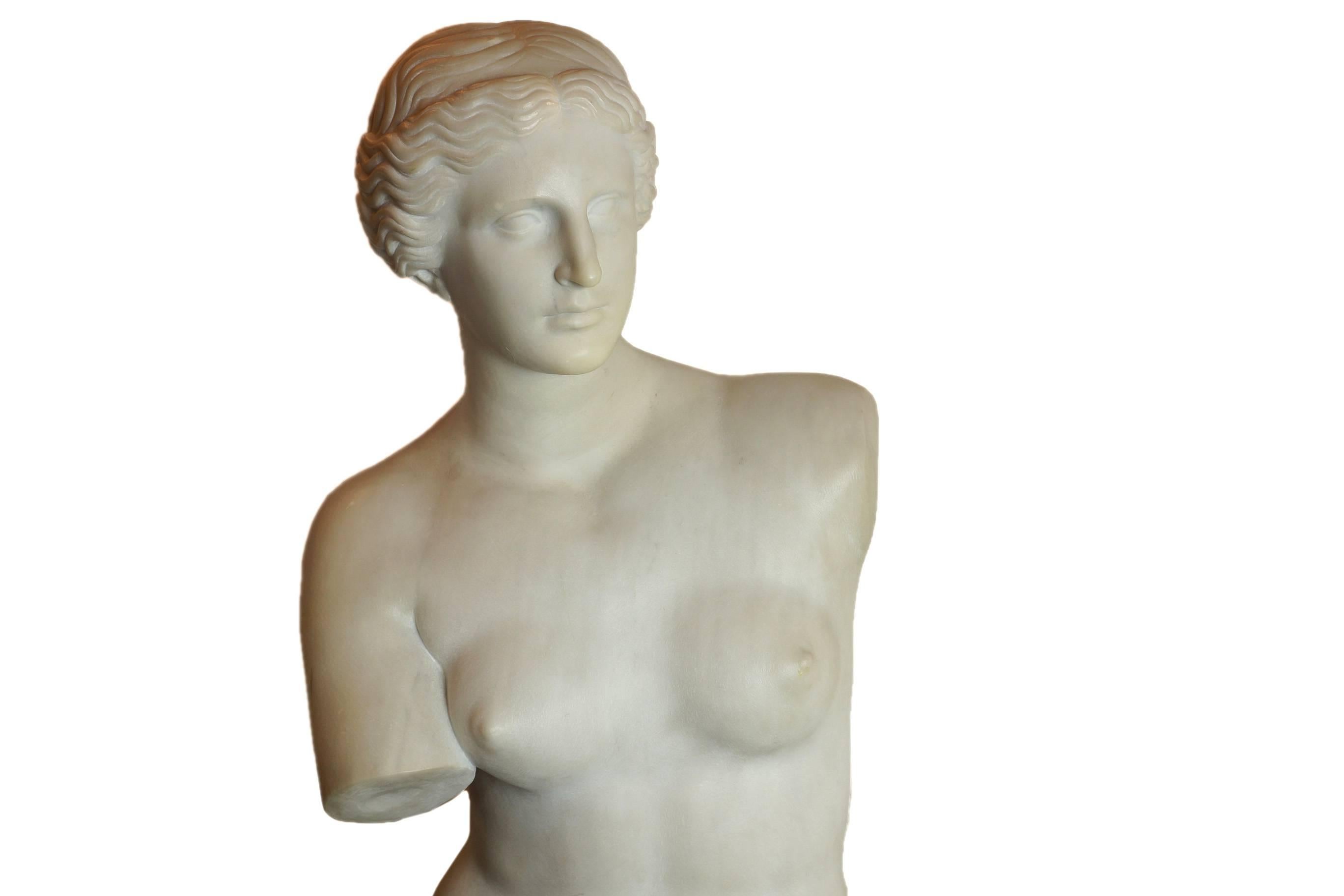 19th Century Fine Carved Italian White Marble Figure Statue of a Neoclassical Standing Nude