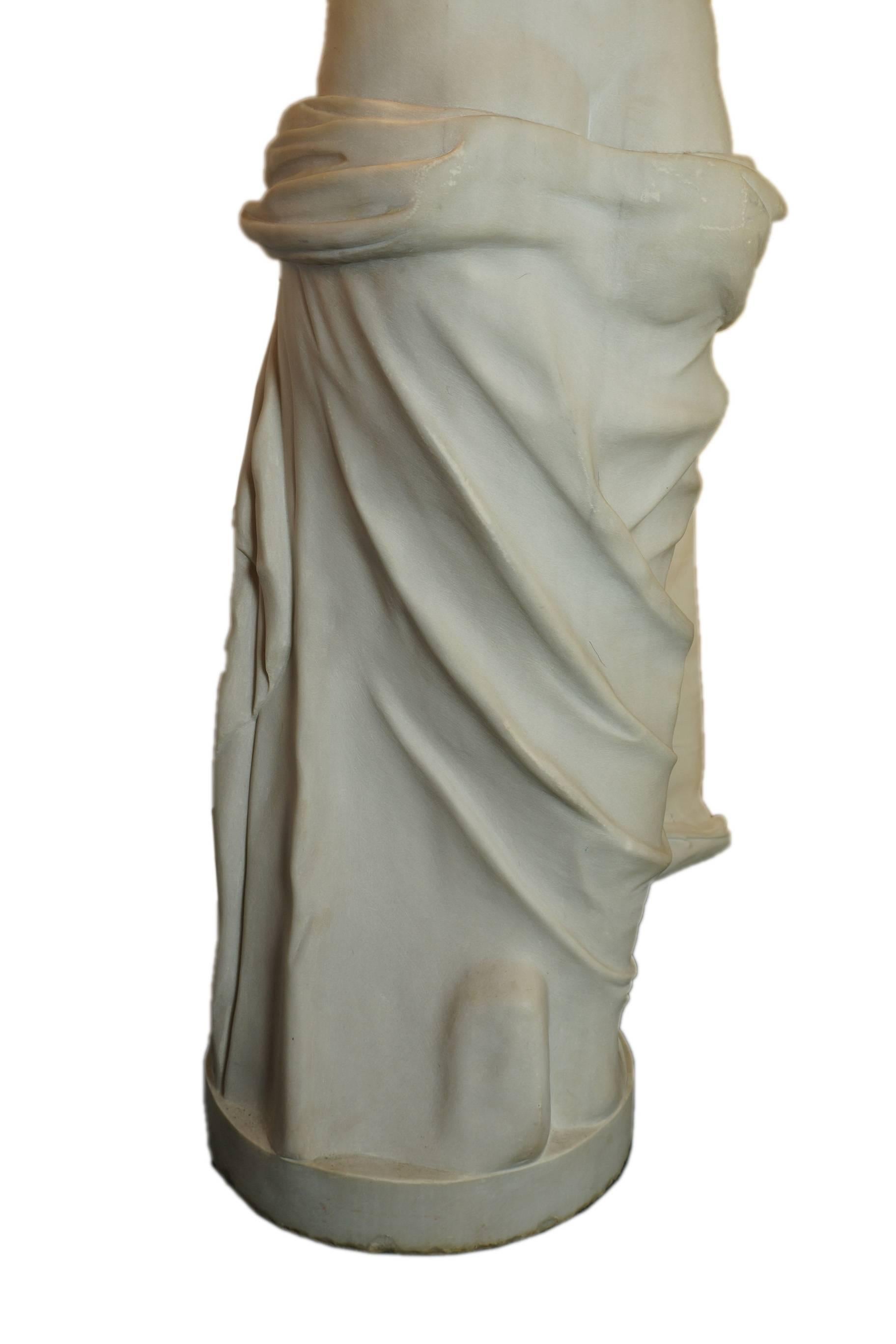 Fine Carved Italian White Marble Figure Statue of a Neoclassical Standing Nude 2