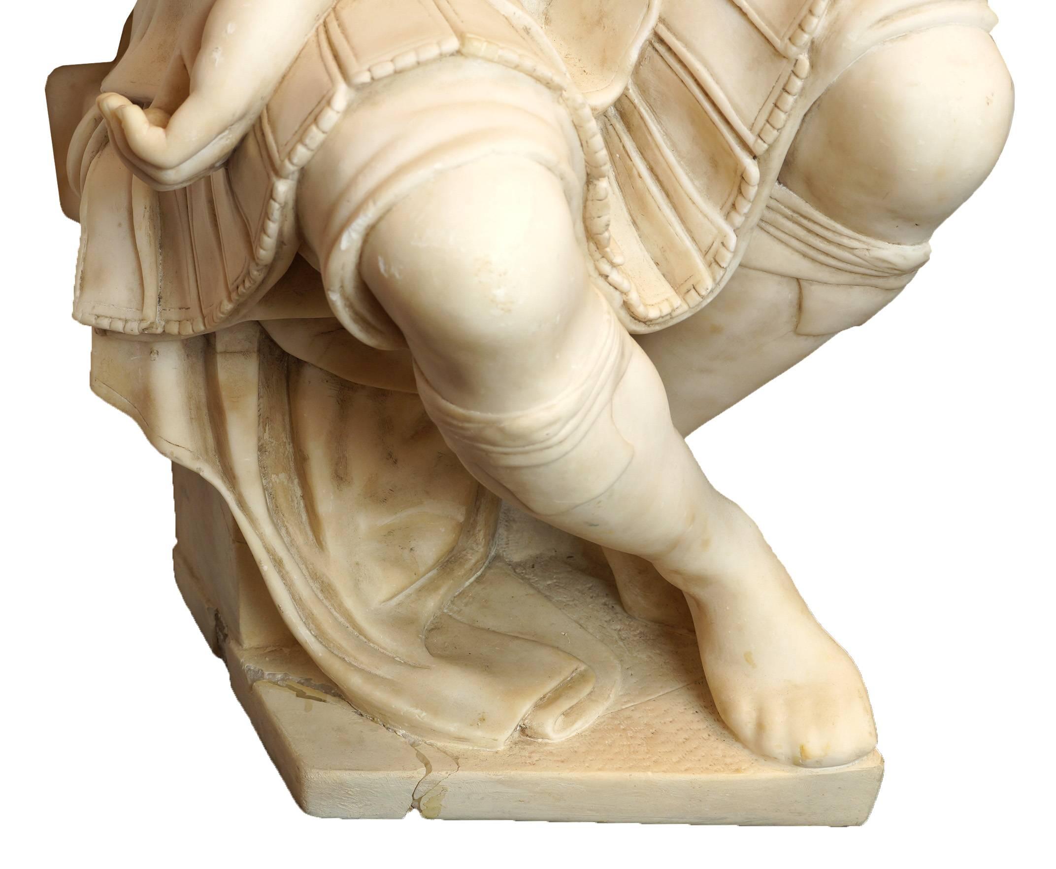 Fantastic Carved Italian Marble Figure of a Seated Roman Soldier 1