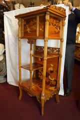Pair of   Marquetry Inlaid Display Cabinets with Floral Design
