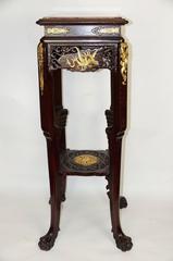 Pair of Japanned Marble-Top Square Pedestals for the Oriental Market