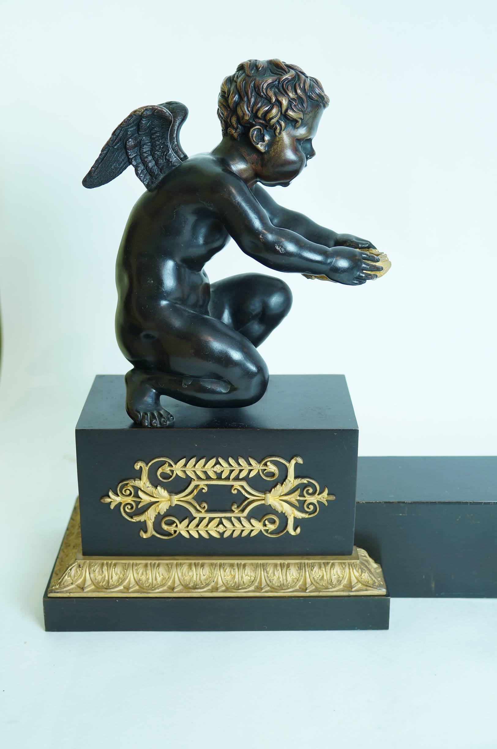 French Empire Style Figural Chenet Andirons In Good Condition In New York, NY