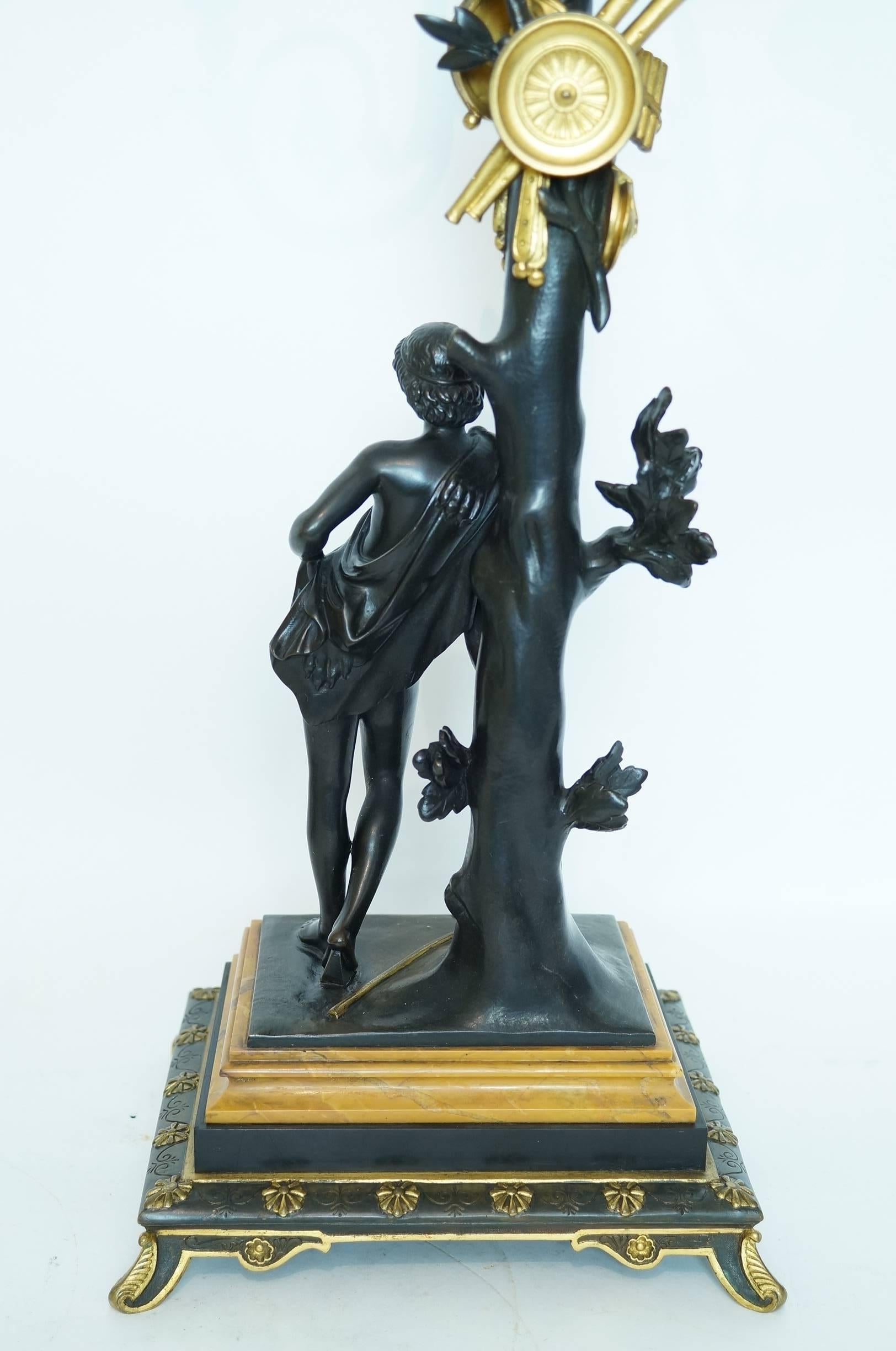 Pair of Neoclassical Bronze Two-Tone Figural Candelabra For Sale 6