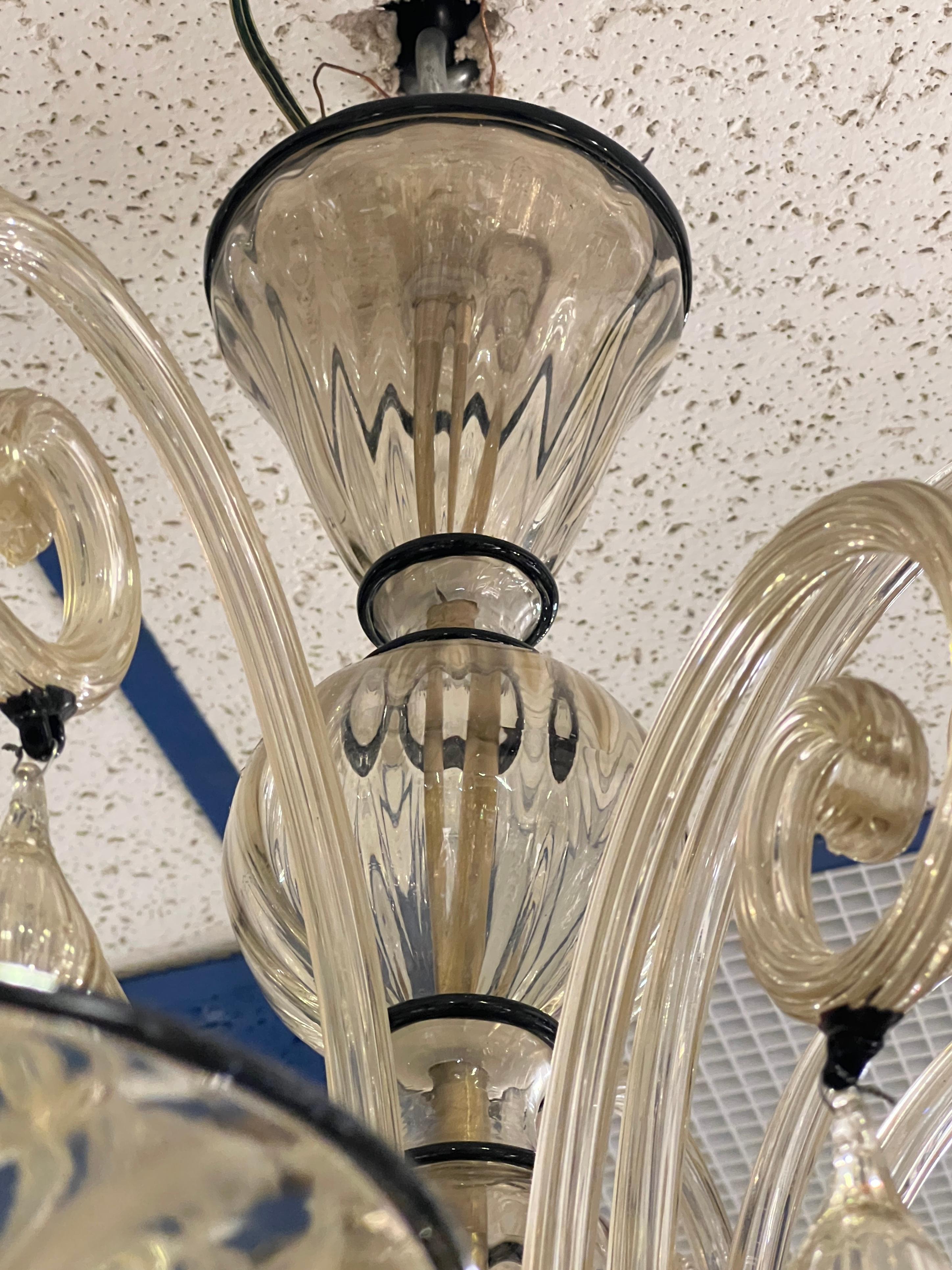 Lámpara de cristal veneciano de Murano Lámpara de 6 luces Vidrio artístico en venta