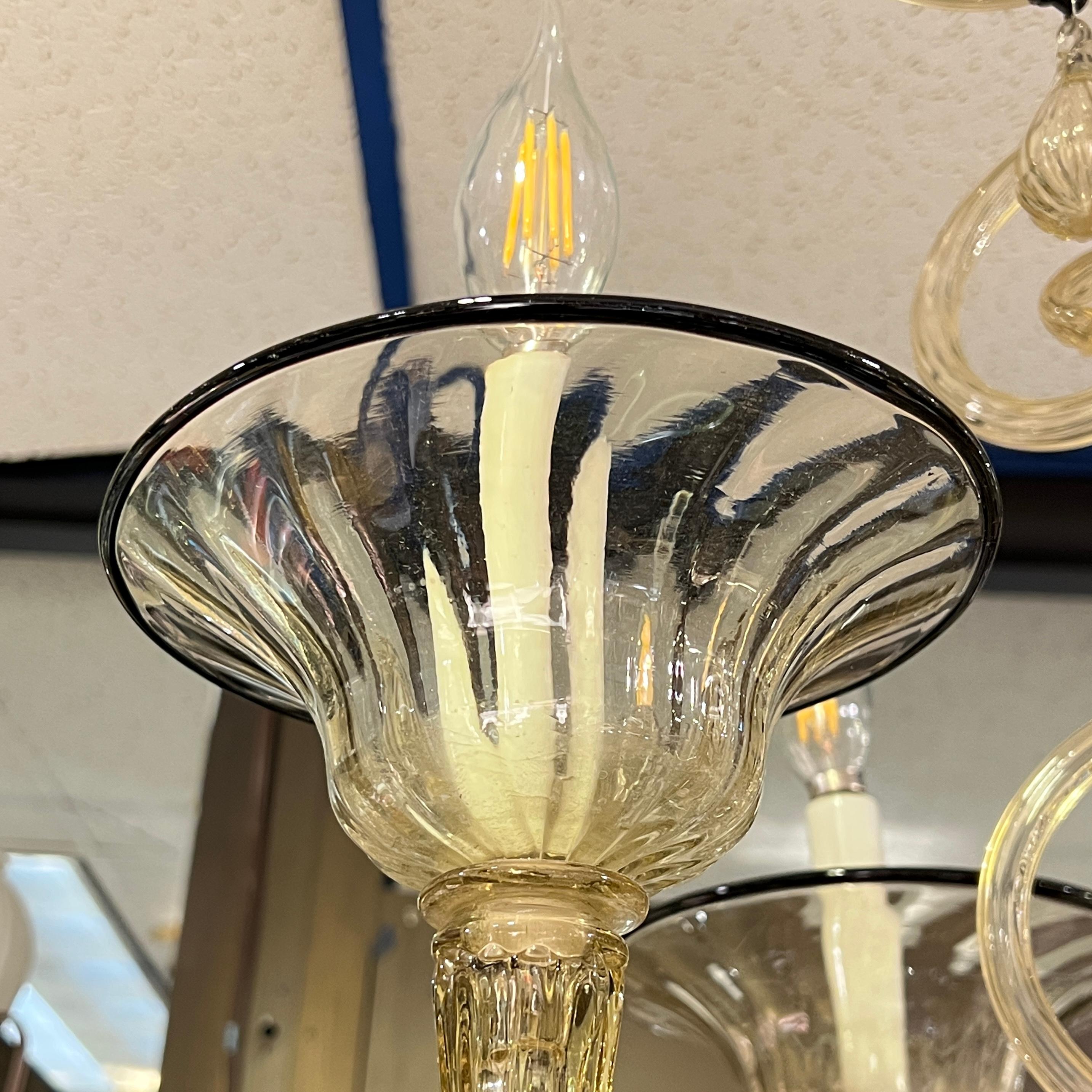 Lámpara de cristal veneciano de Murano Lámpara de 6 luces en Bueno estado para la venta en New York, NY