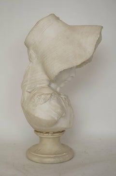 Busto de niña en mármol italiano del siglo XIX por Pugi de Florencia