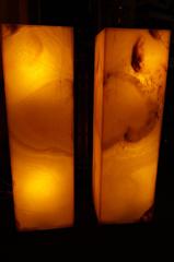 A Single Square Form Onyx Pedestal Floor Lamp
