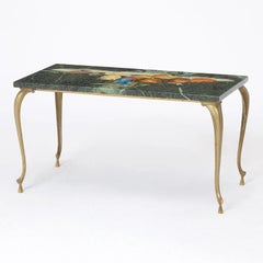 Antique Italian Marble and Brass Coffee Table Hand-Painted
