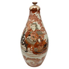 Large Kutani Japanese Vase Depicting Samurai Warriors