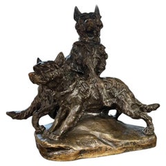 German Shepherds Bronze Sculpture After Thomas François Cartier (1879–1936)