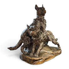 German Shepherds Bronze Sculpture After Thomas François Cartier (1879–1936)