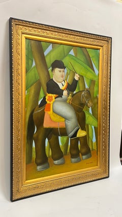 El Presidente Acrylic Painting on Canvas After Fernando Botero