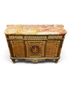 French Louis XVI Style Marble Top Cabinet / Commode Attribute to Francois Linke