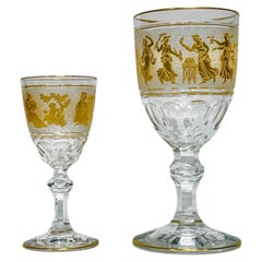 Set 29 Neoclassical Gilt Crystal Wine Goblets and Cordials by Val St. Lambert