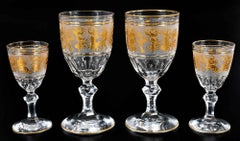 Set 29 Neoclassical Gilt Crystal Wine Goblets and Cordials by Val St. Lambert