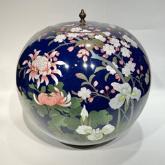 Vaso cinese a cloisonné con coperchio