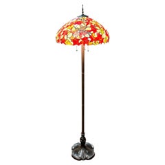 Lampada da terra in vetro al piombo e metallo in stile Tiffany