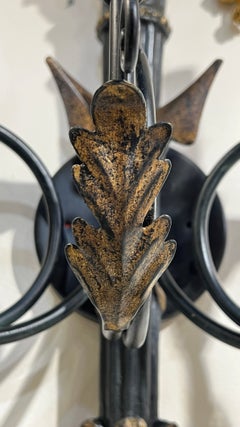 Coppia di applique a 3 luci in stile Impero francese a forma di torcia