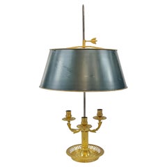 Vintage Gilt Brass and Patinated Metal Bouillotte Table Lamp