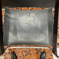 Pair Vintage Wassily Chrome and Black Leather Armchairs After Marcel Breuer