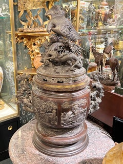 Raffinato incensiere giapponese in bronzo del XIX secolo (periodo Meiji)