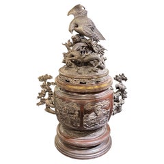 Raffinato incensiere giapponese in bronzo del XIX secolo (periodo Meiji)