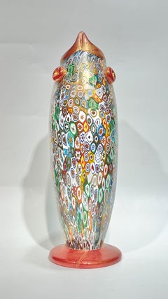 Millefiori Murano Glass Vase in Form of a Fish by Gambaro and Poggi