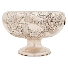 Meiji Japanese Silver Centerpiece Bowl