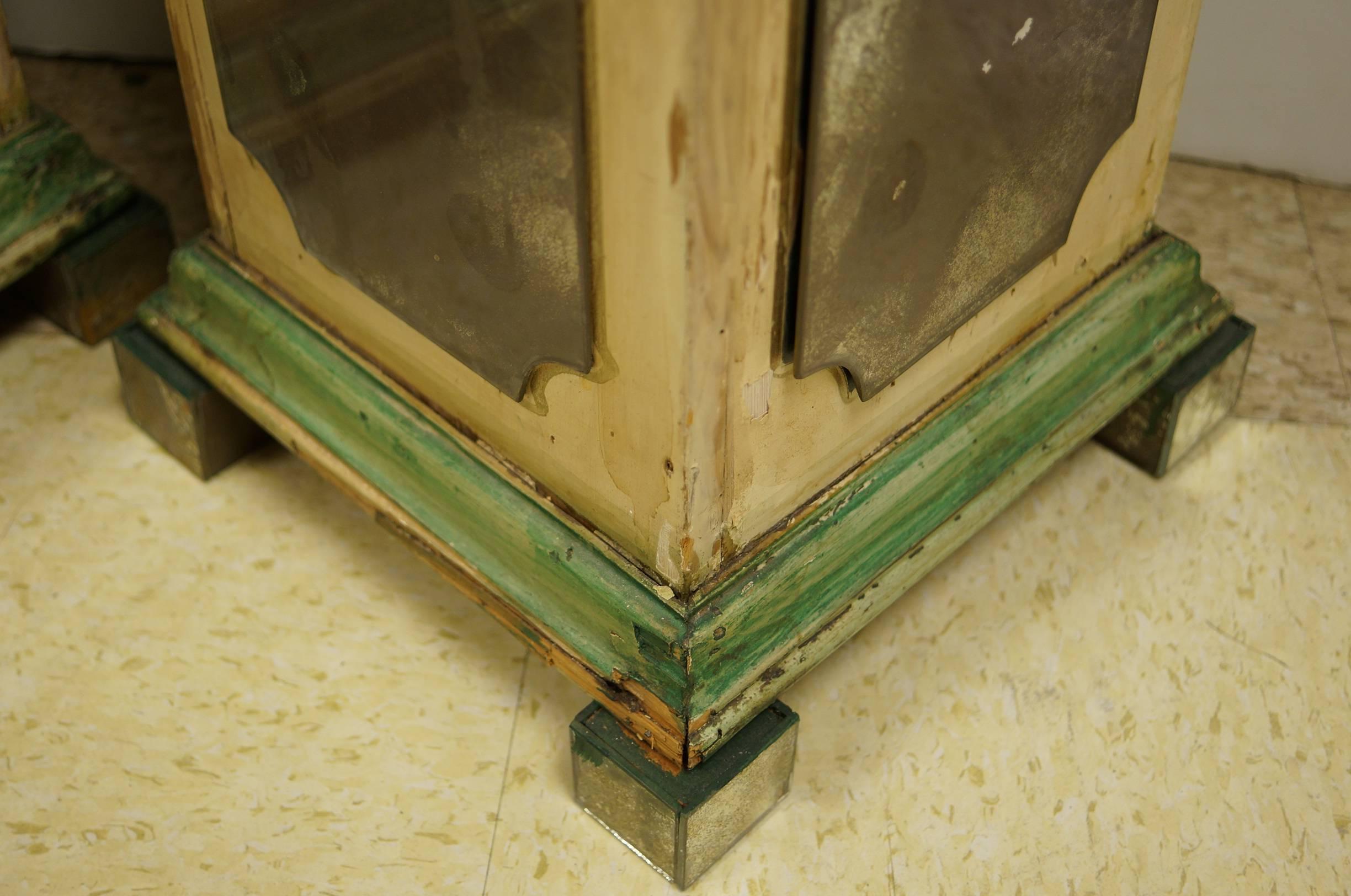 Exquisite Pair of Mirrored Pedestal Stands in Square Form Attributed to Jansen 2