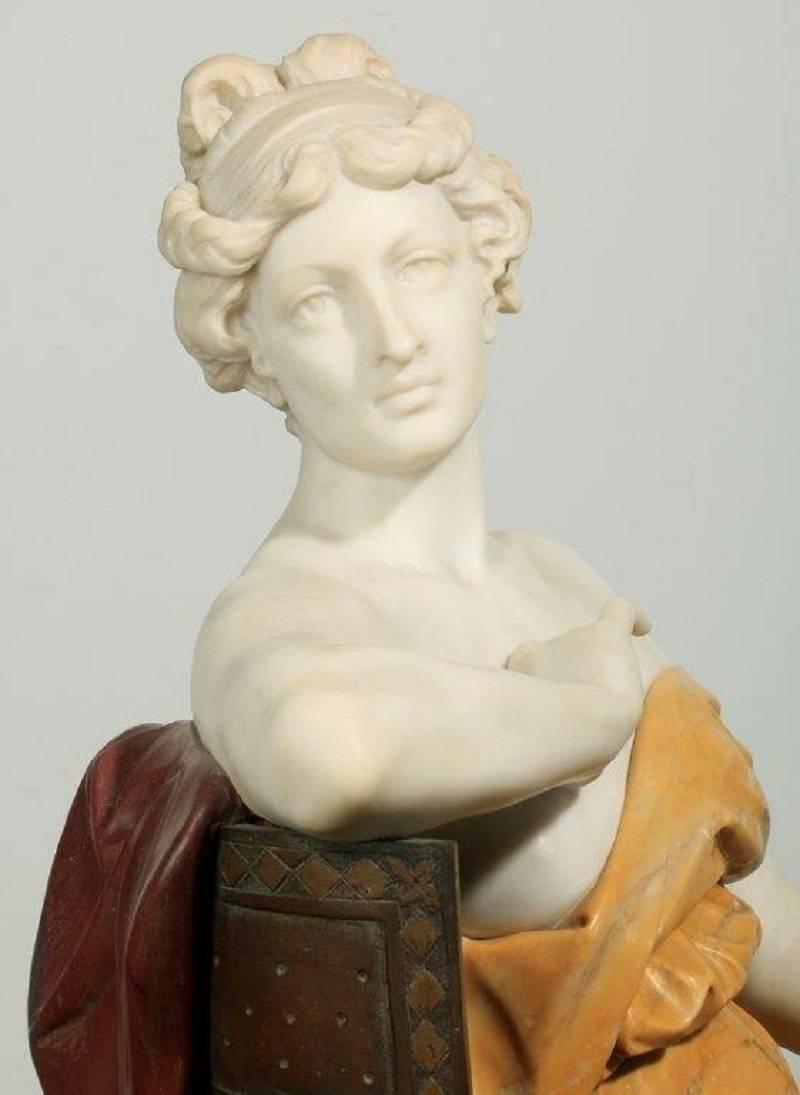 Neoclassical Finest Quality Mixed Marble and Bronze Sculpture by Ferdinando Vichi