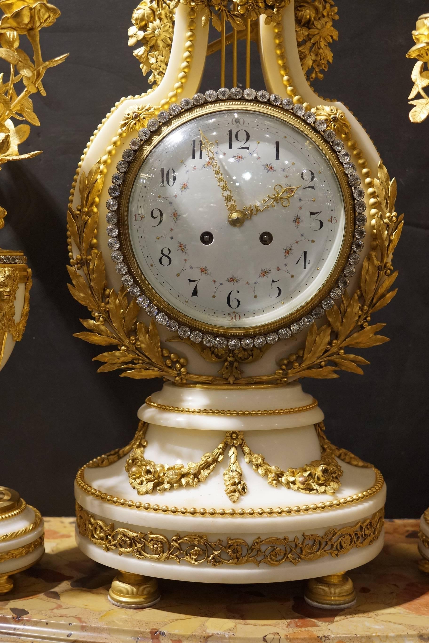 Late 19th Century French 19th Century Marble and Bronze Clock Set For Sale