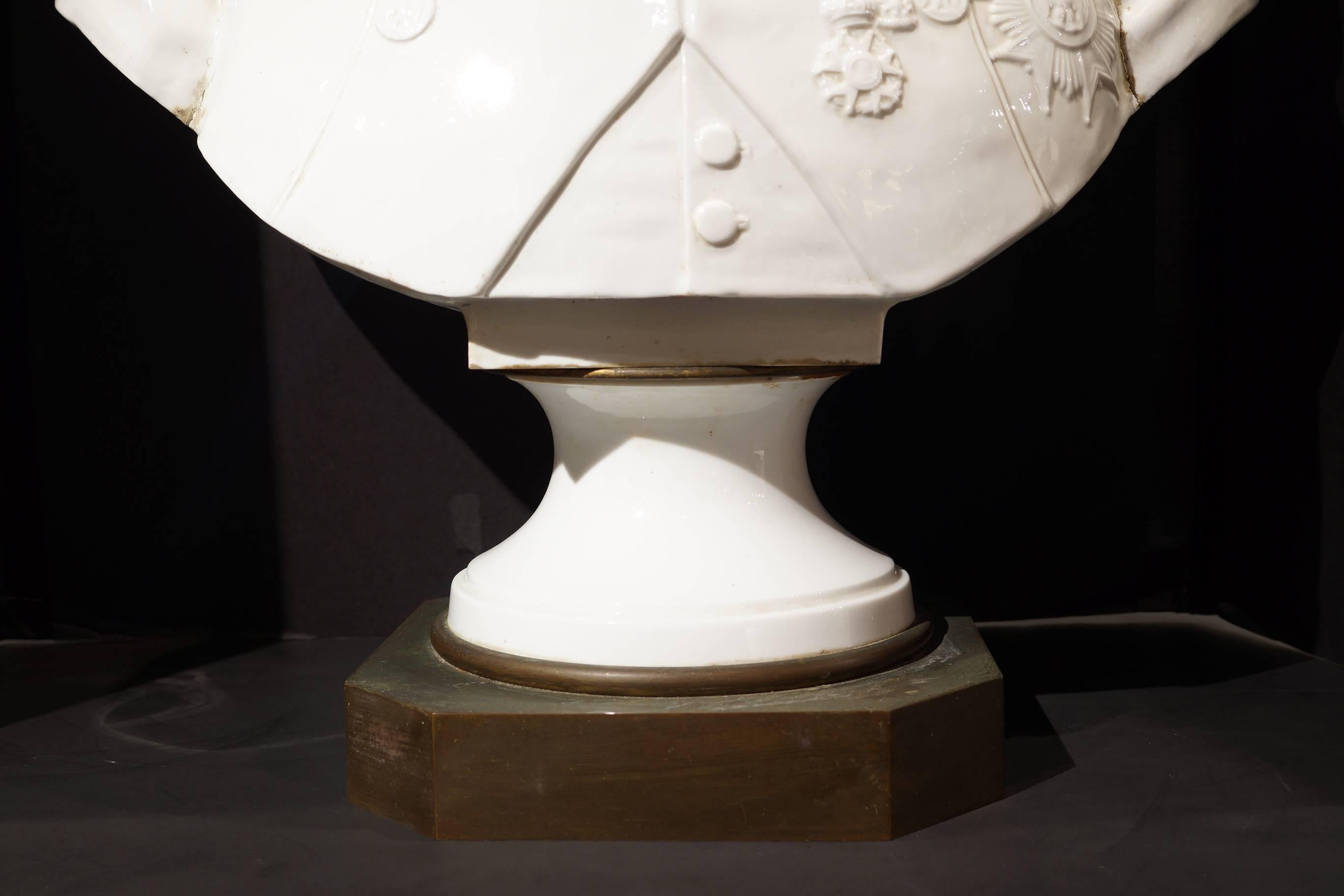 Sevres Porcelain Bust of Napoleon Bonaparte on Bronze Base with Incised Mark 1