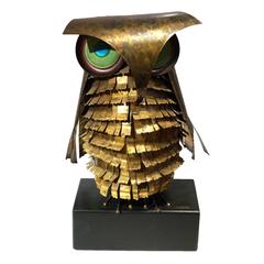 Unusual Brass Figure of an Owl with Signature on Base