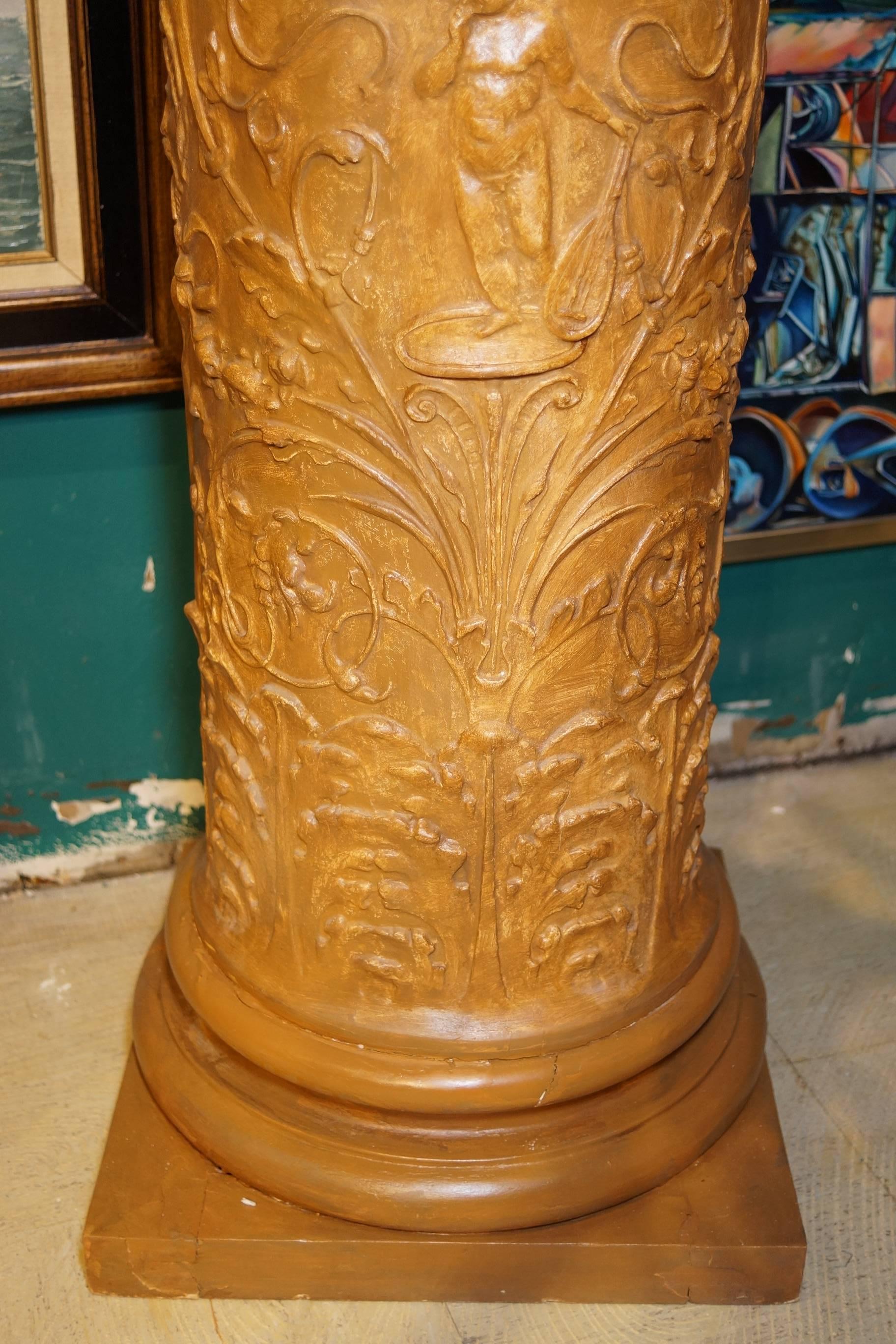 20th Century Set of Four Neoclassical Gilt Gesso Pedestals with Figural Motif For Sale