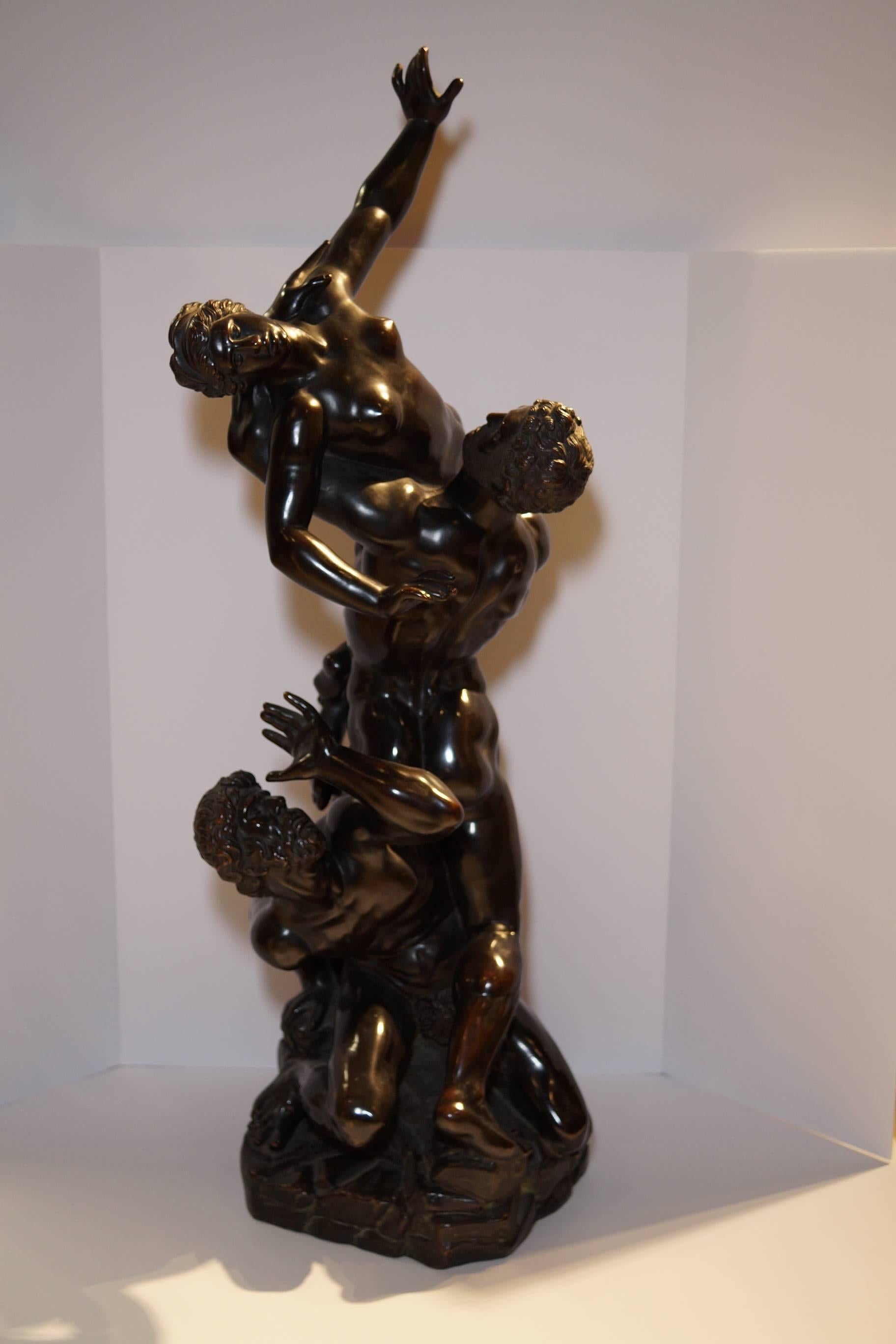 A large Italian Grand Tour bronze clad sculpture depicting the Rape of the Sabine.