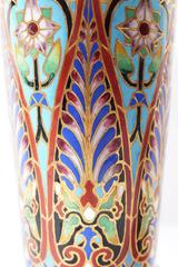 Pair of French Champlevé enamel vases