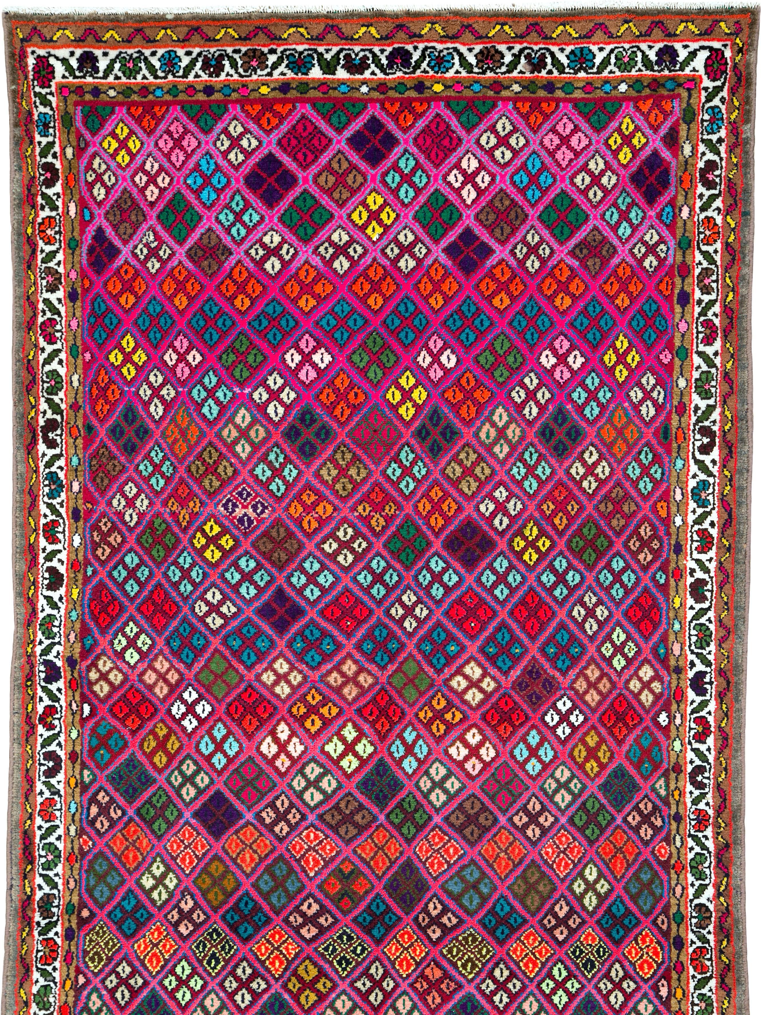 Vintage Persian Hamadan Runner In Excellent Condition For Sale In New York, NY