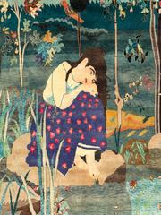 Antique Persian Tabriz Pictorial Rug