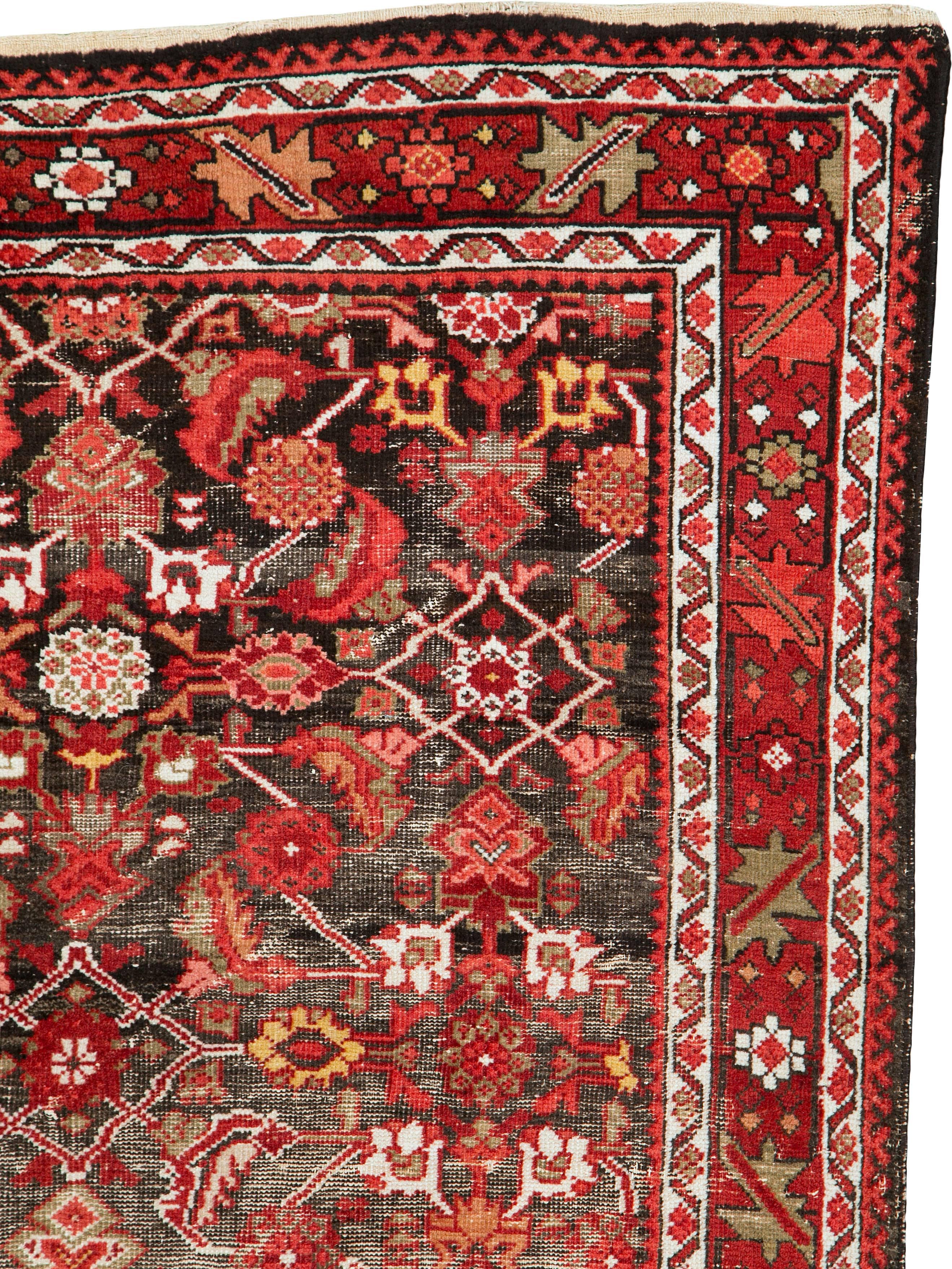 Hand-Woven Distressed Antique Persian Mahal Rug For Sale