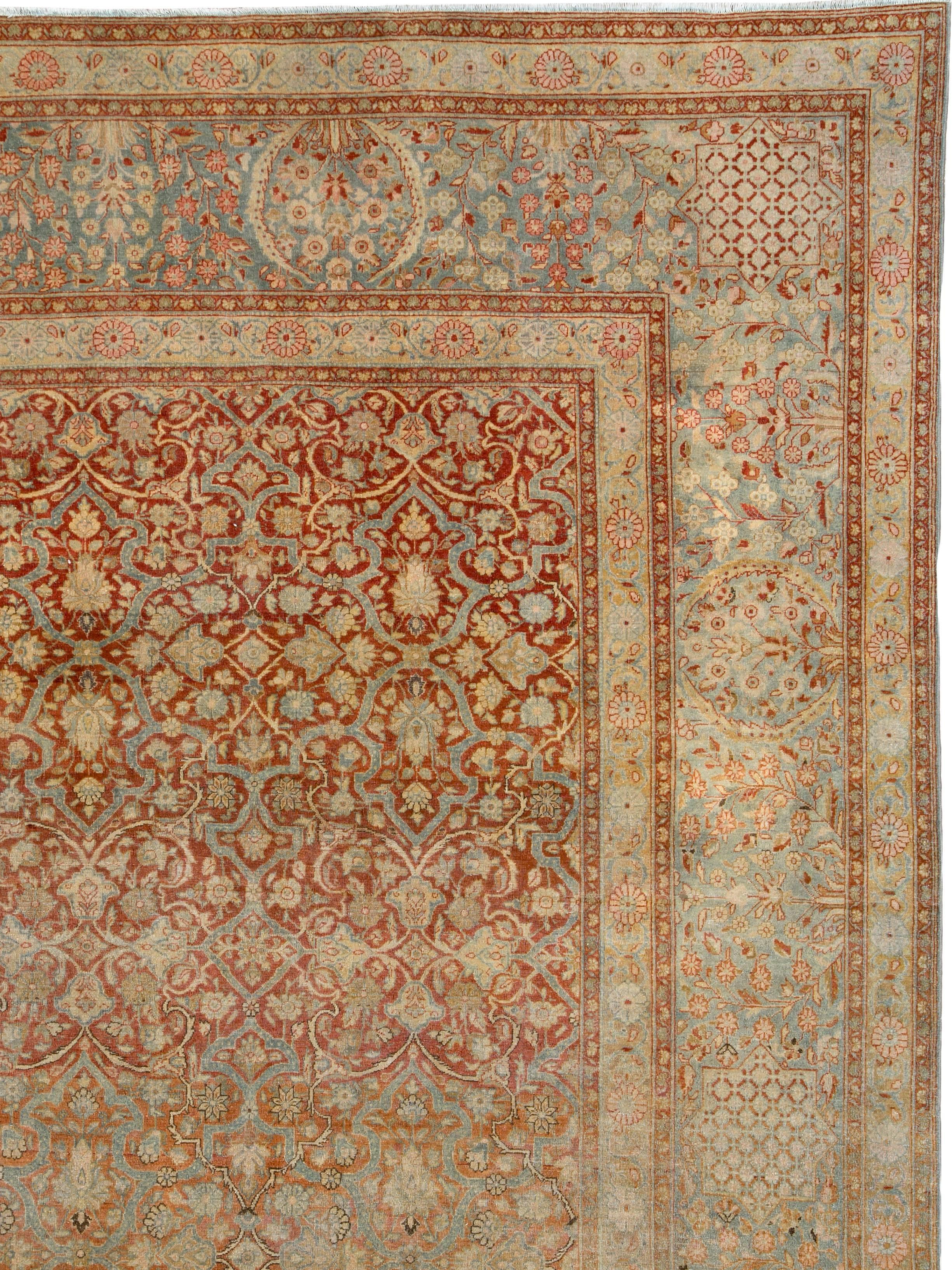 Hand-Woven Antique Persian Kashan Rug For Sale