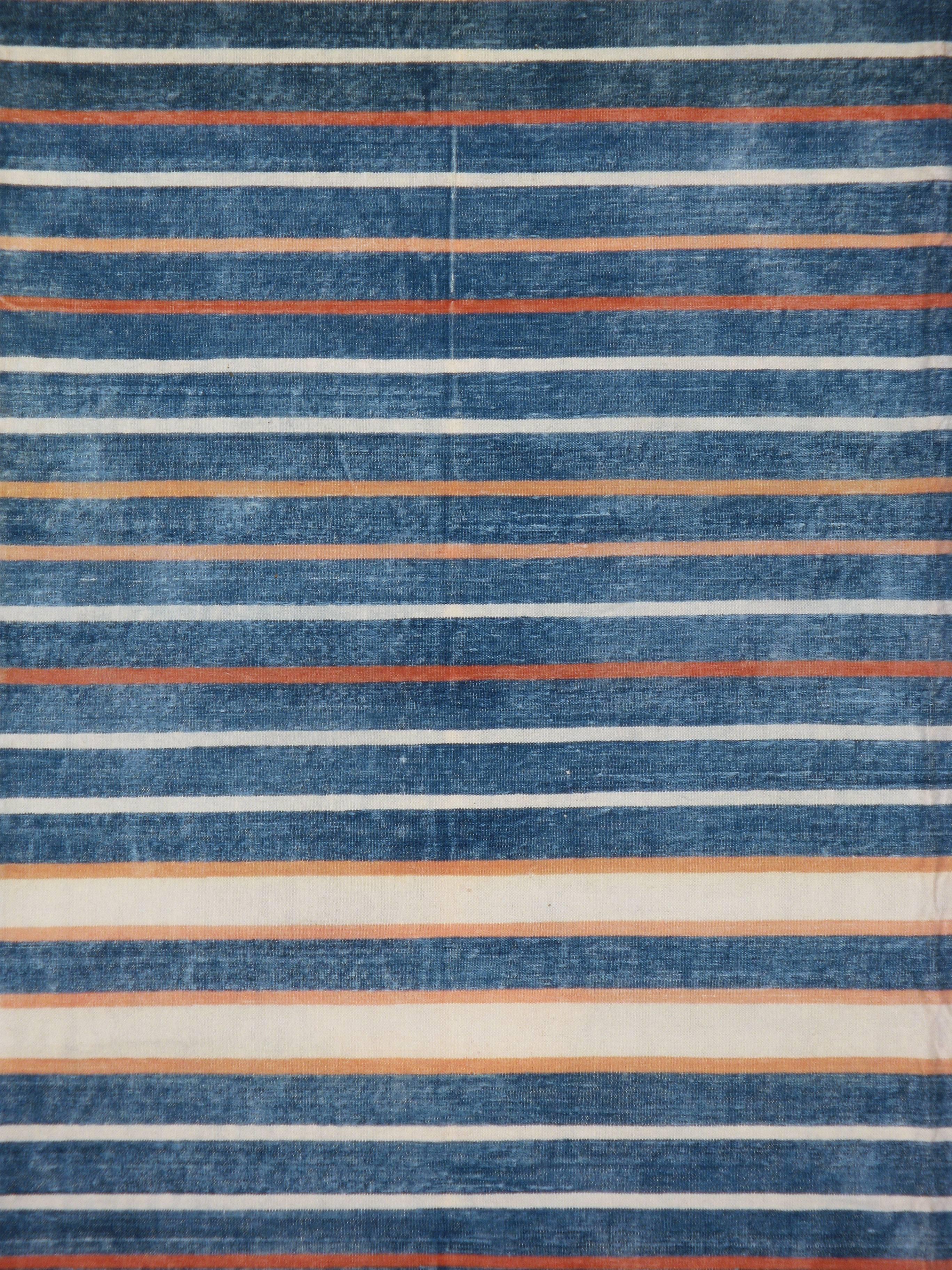 A vintage Indian flat-woven Dhurrie carpet from the mid-20th century.