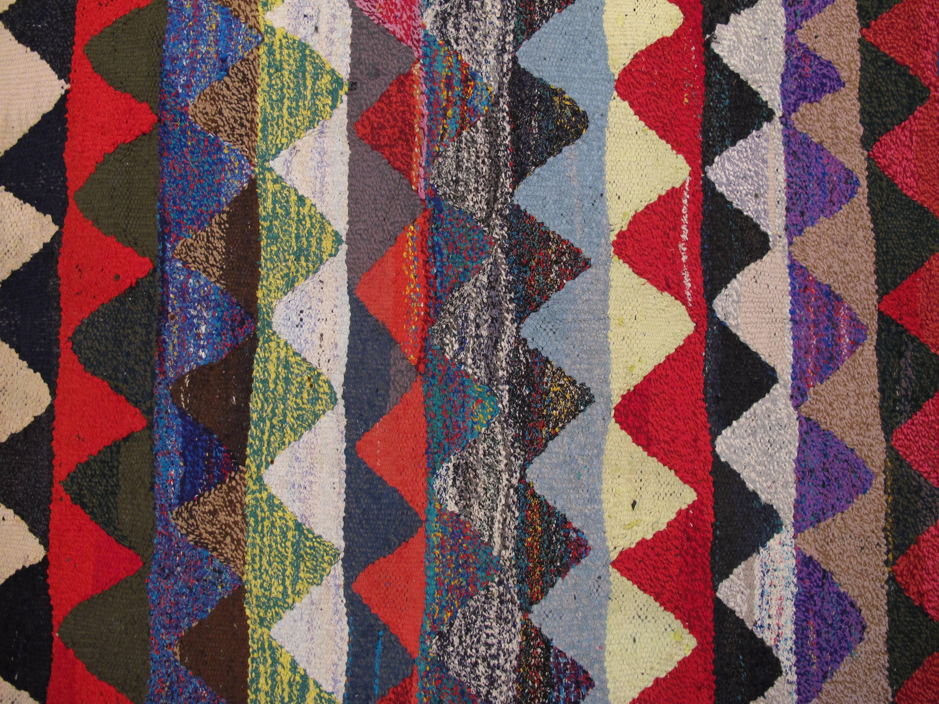 Cotton Vintage Persian Flat-Weave Kilim Rug