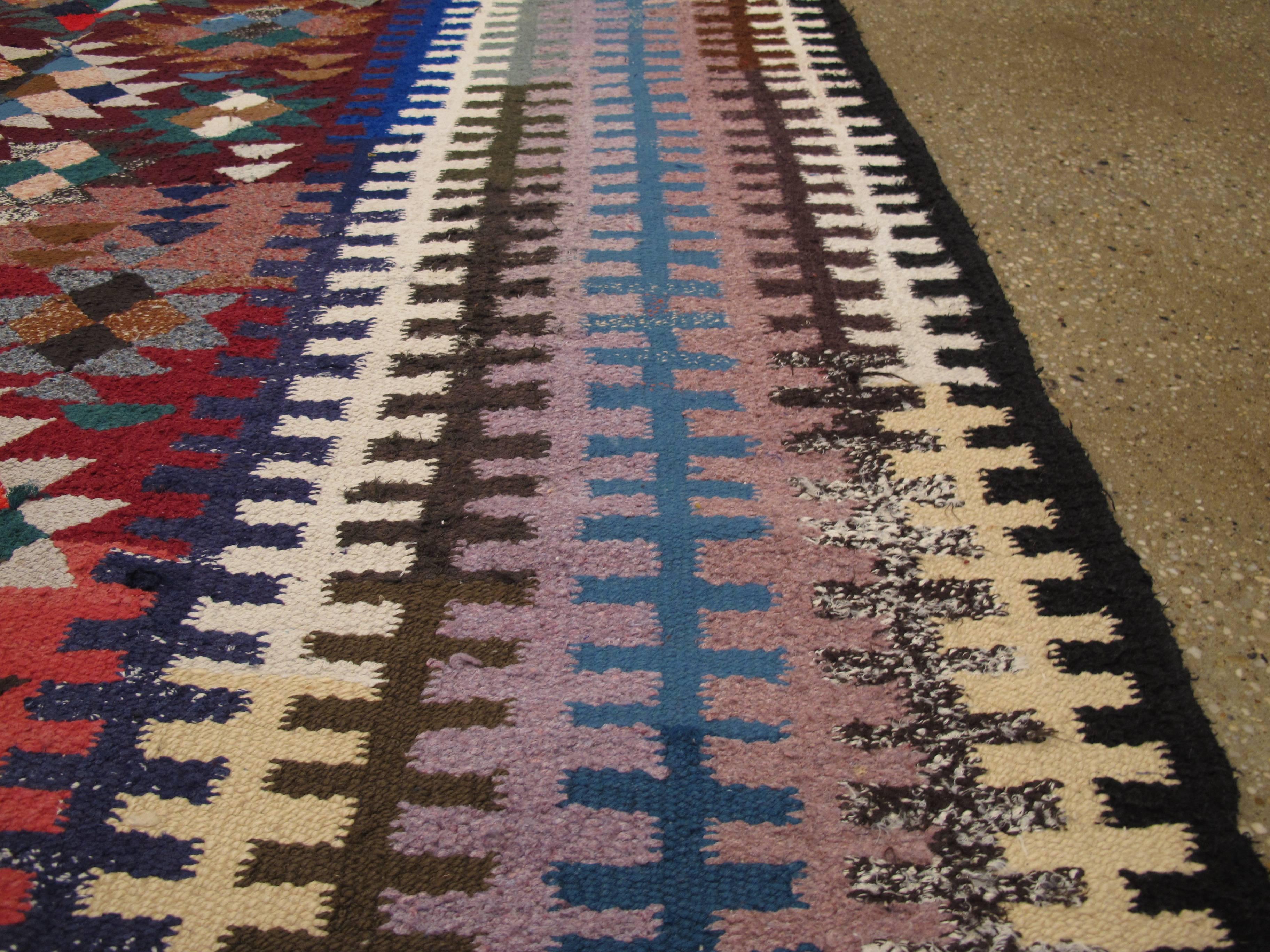 Hand-Woven Vintage Persian Flat-Weave Kilim Rug