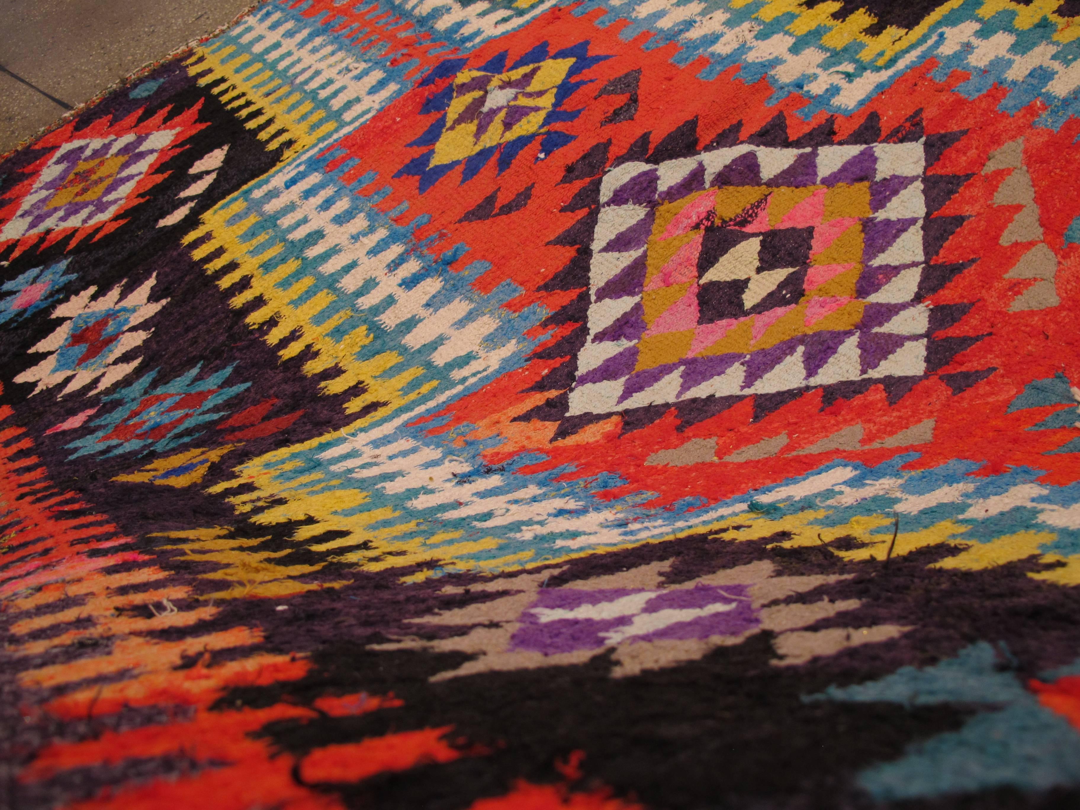 Cotton Vintage Persian Flat-Weave Kilim Rug