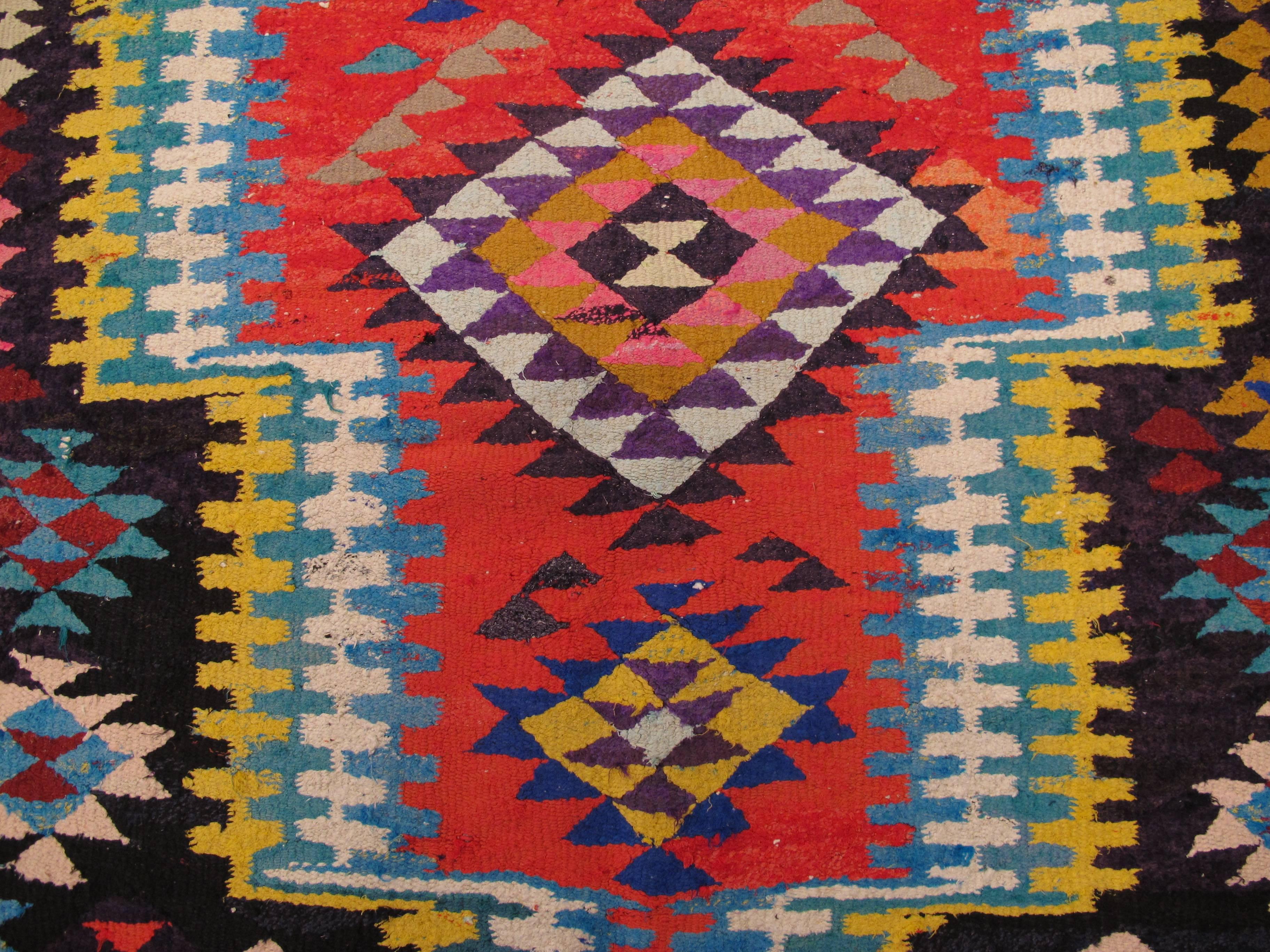 Mid-Century Modern Vintage Persian Flat-Weave Kilim Rug