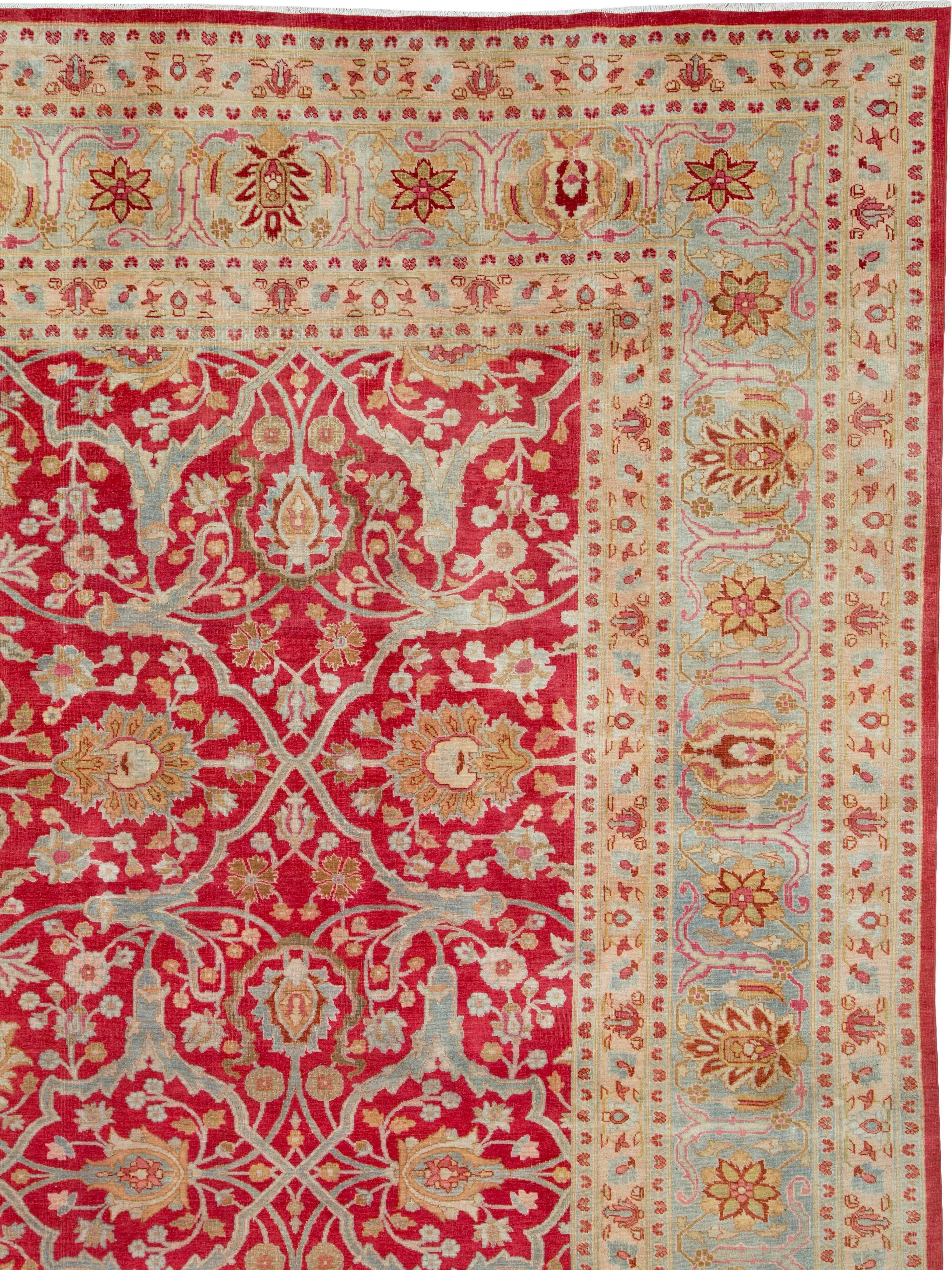 Edwardian Antique Persian Tabriz Carpet For Sale
