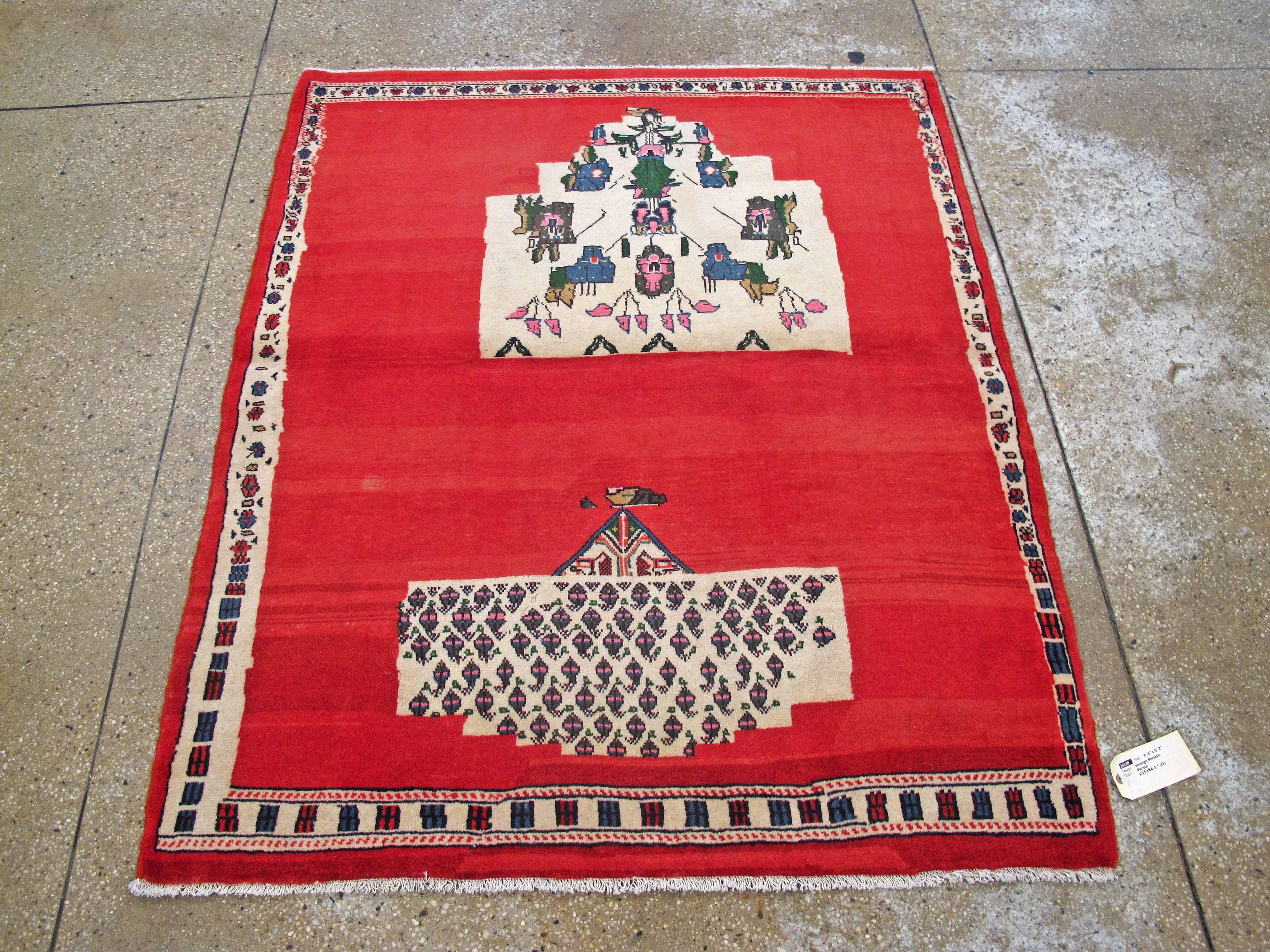 Folk Art Vintage Persian Mahal Rug For Sale