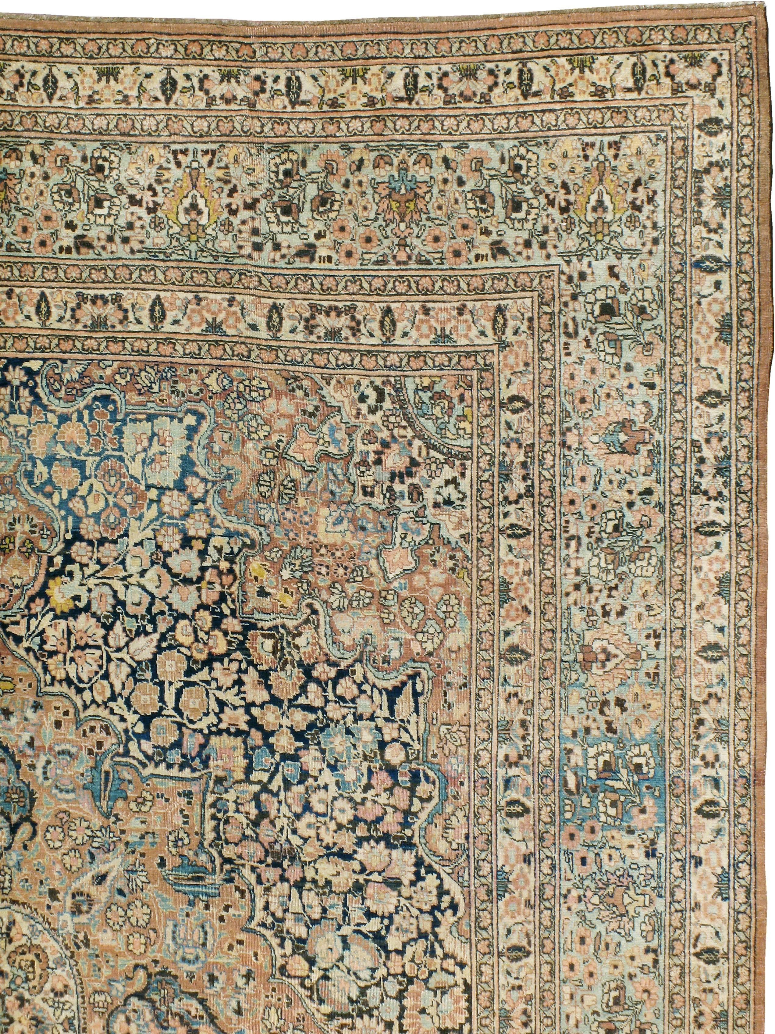 Hand-Knotted Vintage Persian Mashad Rug