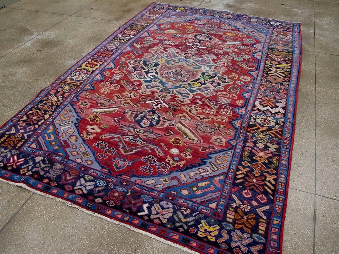 Hand-Knotted Vintage Persian Bakhtiari Rug