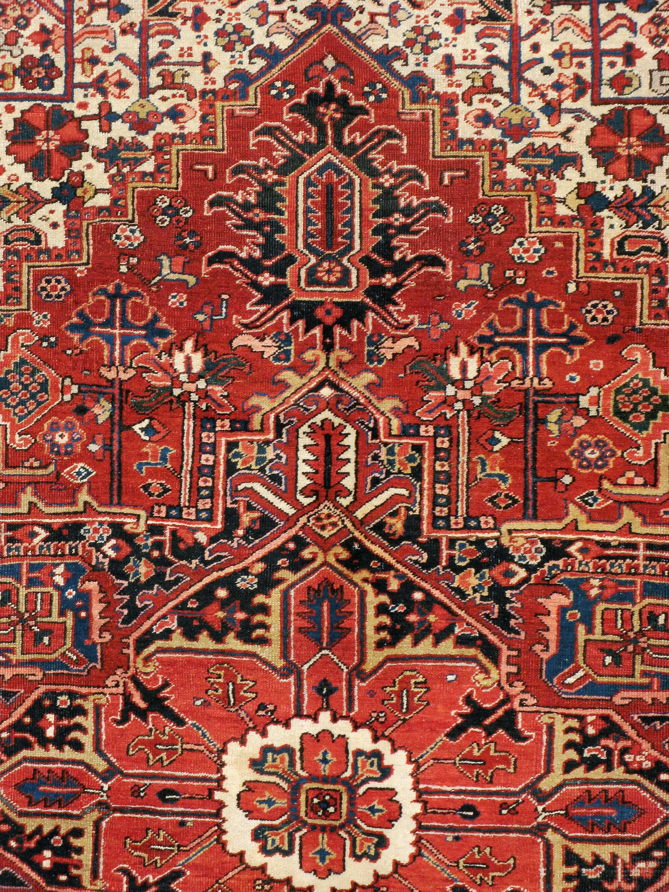 A vintage Persian Heriz rug from the second quarter of the 20th century.